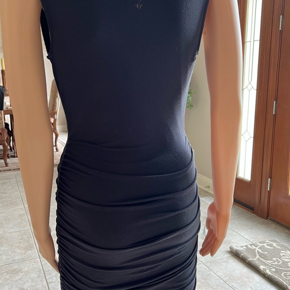 Mossimo Black Ruched Knee-Length Bodycon Dress Sz XS/TP - Picture 9 of 11